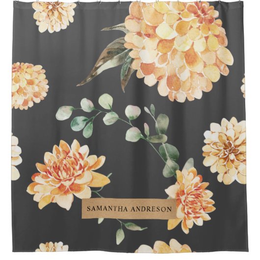 Moderne gele bloemen en speciale Kraft-cadeautjes Douchegordijn (Voorkant)