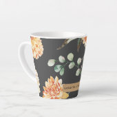 Moderne gele bloemen en speciale Kraft-cadeautjes Latte Mok (Linkerhoek)