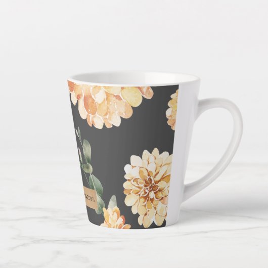 Moderne gele bloemen en speciale Kraft-cadeautjes Latte Mok (Rechts)