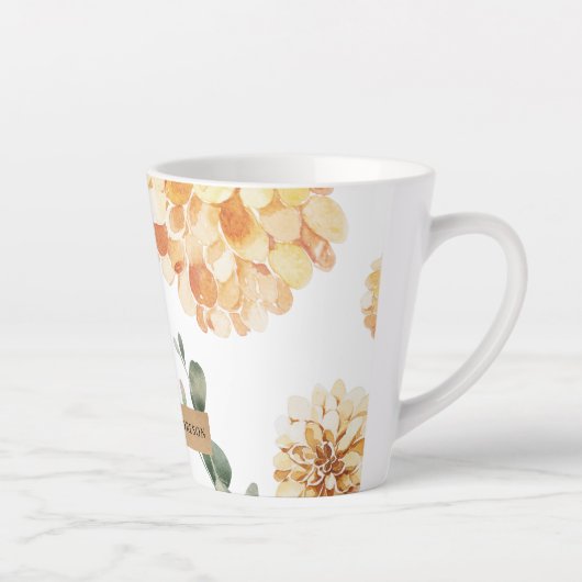 Moderne gele bloemen en speciale Kraft-cadeautjes Latte Mok (Rechts)