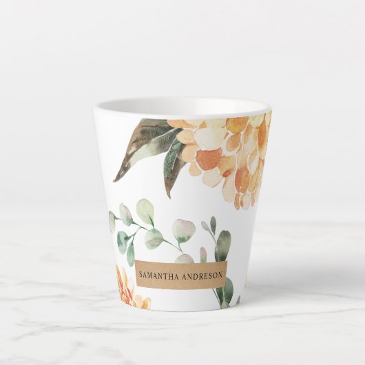 Moderne gele bloemen en speciale Kraft-cadeautjes Latte Mok (Voorkant)