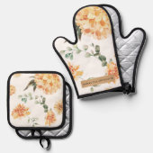 Moderne gele bloemen en speciale Kraft-cadeautjes Ovenwant & Pannenlap Set (Voorkant / Achterkant)