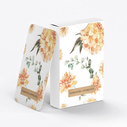 Moderne gele bloemen en speciale Kraft-cadeautjes Pokerkaarten