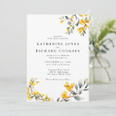 Moderne Gele Bloemen Geen Ouders Bruiloft II Kaart (Staand voorkant)