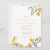 Moderne Gele Bloemen Geen Ouders Bruiloft Kaart (Voorkant)