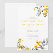 Moderne Gele Bloemen Geen Ouders Bruiloft Kaart (Voorkant / Achterkant)