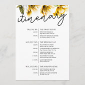 Moderne Gele Bloemen Wedding Weekend Route Programmakaart (Achterkant)