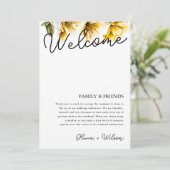 Moderne Gele Bloemen Wedding Weekend Route Programmakaart (Staand voorkant)