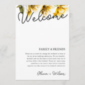 Moderne Gele Bloemen Wedding Weekend Route Programmakaart (Voorkant)