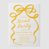 Moderne gele boog foto afstuderen partij vellum uitnodigingen (Voorkant)