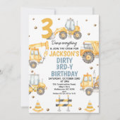 Moderne Gele Bouw Dirty 3rdy Verjaardag Kaart (Voorkant)