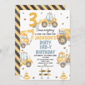 Moderne Gele Bouw Dirty 3rdy Verjaardag Kaart (Voorkant / Achterkant)