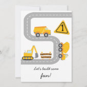 Moderne Gele Bouw Fun 1e Verjaardag Kaart (Achterkant)