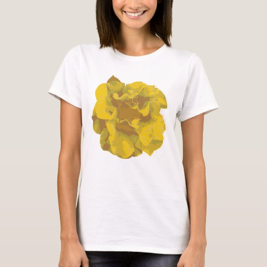 Moderne Gele Camellia Bloem T-Shirt (Voorkant)
