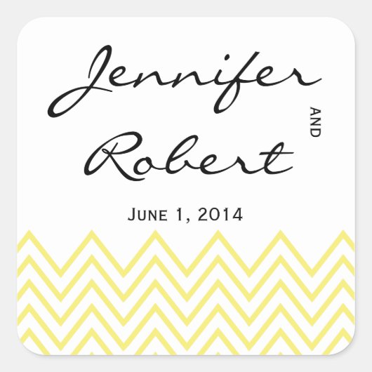 Moderne gele Chevron envelop afdichting Vierkante Sticker (Voorkant)