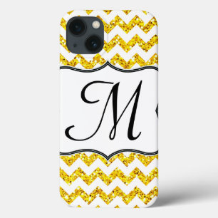 Moderne Gele Chevron Girly Monogram IPAD Case