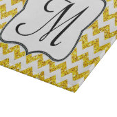 Moderne Gele Chevron Monogram Glas Snijplank (Hoek)