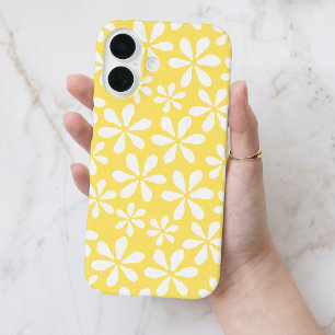 Moderne Gele Chic Meisjesachtige Bloem Bloempatroo iPhone 16 Hoesje