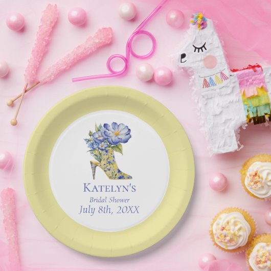 Moderne Gele Chinoiserie High-Heel Schoen Papieren Bordje (Feest)