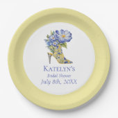 Moderne Gele Chinoiserie High-Heel Schoen Papieren Bordje (Voorkant)