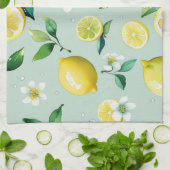 Moderne gele citroen bloemige script bruidsdouche theedoek (Gevouwen)