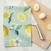 Moderne gele citroen bloemige script bruidsdouche theedoek (Quarter Fold)