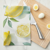 Moderne gele citroen bloemige script bruidsshower theedoek (Quarter Fold)