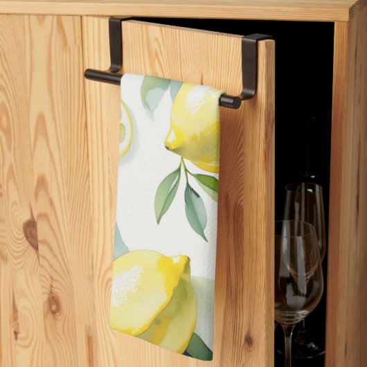 Moderne gele citroen bloemige script bruidsshower theedoek (Derde Gevouwen)