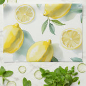 Moderne gele citroen bloemrijke script bruidsdouch theedoek (Gevouwen)