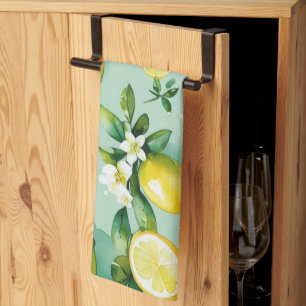 Moderne gele citroen bloemrijke script bruidsdouch theedoek