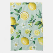 Moderne gele citroen bloemrijke script bruidsdouch theedoek (Verticaal)