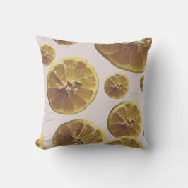 Moderne gele citroen verse fruitcirkel plak stippe kussen