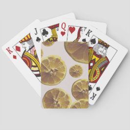 Moderne gele citroen verse fruitcirkel plak stippe pokerkaarten