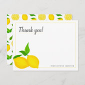 Moderne Gele Citroen Witte Bedankkaart (Voorkant / Achterkant)