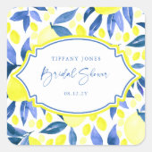 Moderne Gele Citroenen Bruiloft  Vierkante Sticker (Voorkant)