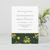 Moderne gele citroenen sappige bruiloft kaart (Staand voorkant)