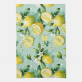 Moderne gele citroenscript bruiloftsdouche theedoek (Verticaal)