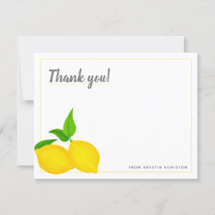 Moderne Gele Citrus Citroenen Wit Bedankkaart