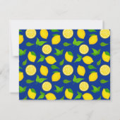 Moderne gele citruslemons op blauw bedankkaart (Achterkant)