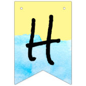 Moderne gele en blauwe Waterverf Happy Retirement Vlaggetjes (Eerste vlag)