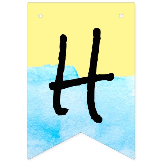 Moderne gele en blauwe Waterverf Happy Retirement Vlaggetjes (Eerste vlag)