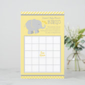 Moderne Gele en grijze Baby shower Bingo (Staand voorkant)