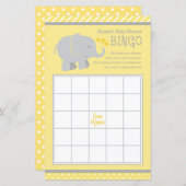 Moderne Gele en grijze Baby shower Bingo (Voorkant / Achterkant)