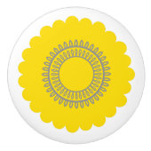 Moderne Gele en Grijze Bloem Keramische Knop (Voorkant)