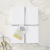 Moderne gele en grijze olifant Baby shower Cadeaulabel (Met Touw)