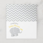 Moderne gele en grijze olifant Baby shower Plaatskaartje (Buitenkant ongevouwen)