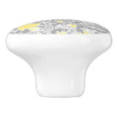 Moderne, gele en grijze Zuurbloemen Keramische Knop (Zijkant)