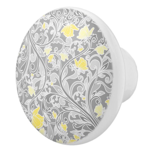 Moderne, gele en grijze Zuurbloemen Keramische Knop (Rechts)