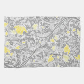 Moderne, gele en grijze Zuurbloemen Theedoek (Horizontaal)