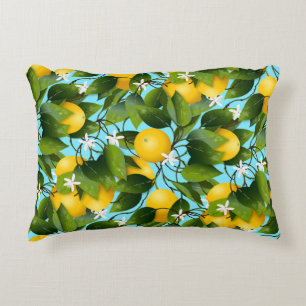 Moderne, gele en groene lemonvruchtenafdruk accent kussen